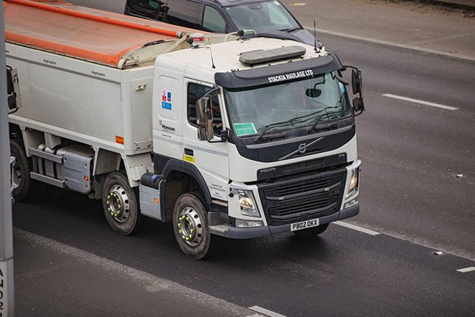 Stakia Haulage tipper lorry driving on the motorway
